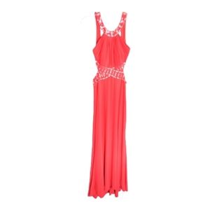 Morgan & Co Women's Coral Sleeveless Backout Full Length Maxi Dress Size 7-8